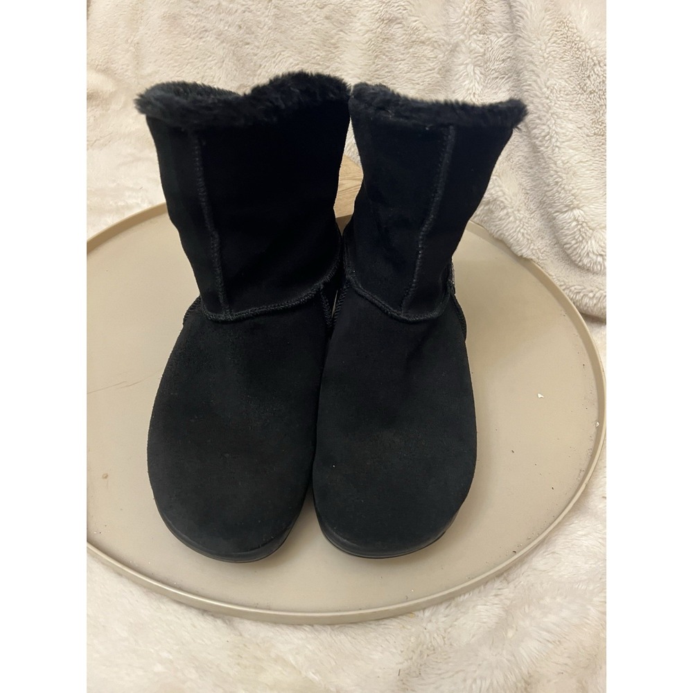 Skechers Tone Ups Womens Rhythmic Black Suede Faux Fur Cuffed Y2K Sz 8 38